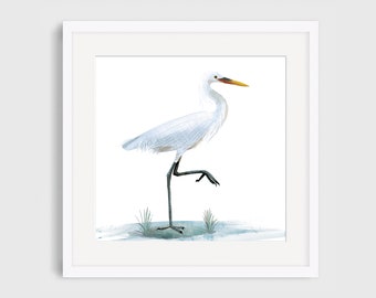 Bird, Nature, Egret Illustrated Giclee Print