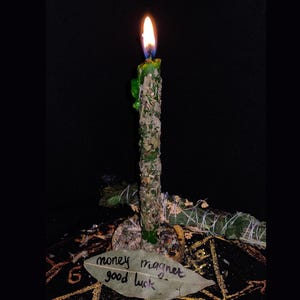 SAME DAY, Money Magnet Candle Burning + Spell, Green Herbal Prosperity Spell Candle for Abundance, Luck&Financial Growth, Enhance Prosperity
