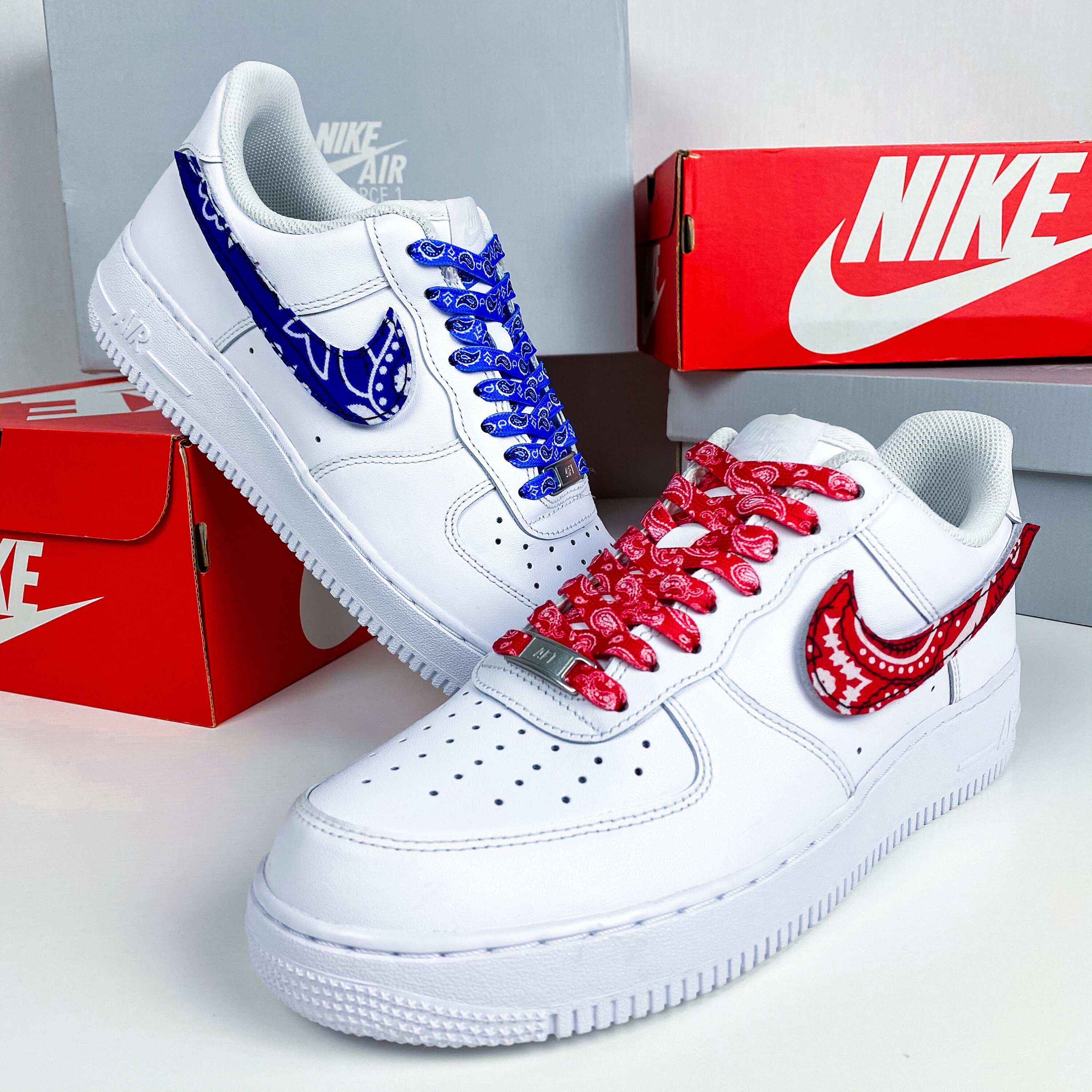 Crips und Bloodz Bandana Custom Set Velcro Swooshes Air Force Etsy