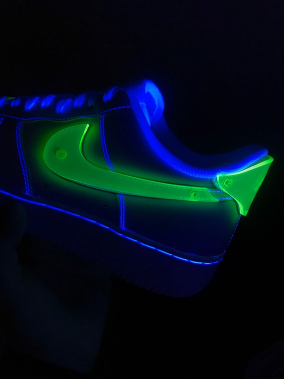 neon blue air force ones