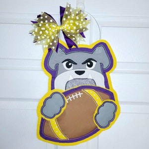 Bulldog Door Hanger, Bulldog Door Decor, School Spirit Decoration, Teacher Gift, Burlap Door Hanger, High School Bulldogs, Ashville Bulldog