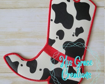 Cowboy Boot Bag Tag, Boot Bag Tag, Bag Tag Design, Digital Embroidery Design, Instant Download