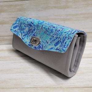 Cartera de mujer, Cartera de mujer, Cartera de colores azules, Cartera de cuero vegano, Cartera de cuero sintético, Cartera personalizada, Cartera de mano, Regalo de Navidad