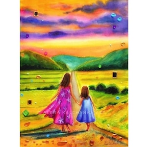 AquarellMalerei, Druck Geschenk mit Widmung Tochter Geschenk für Mama. Freundin personalisiertes Geschenk Mutter und Tochter Schwestern Druck Liebe