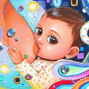 mom and baby Breastfeeding print Breastfeeding Art for mom Family print Maternity Newborn baby with mom children&#39;s art Motherly love Son  I