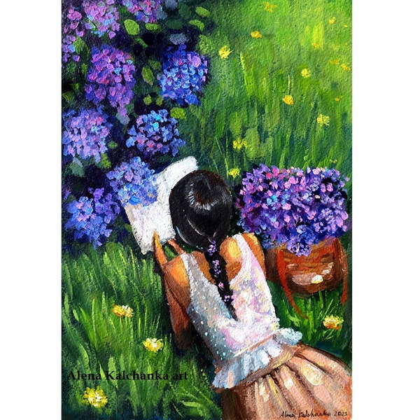 girl reading book on the lawn, reading print, library art, passion for book printing, gift for the sake of books wall decor, romantic art