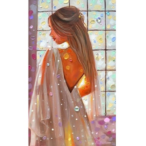painted woman. beautiful woman print. evening dress. beautiful girl. beautiful woman back illustration. ballerina print. gift for her
