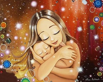 mamma con bambino . nascita bambino . stampa maternità . regalo per le mamme. donna con bambino . abbraccio .art per mamma . regalo per neonata stampa baby room