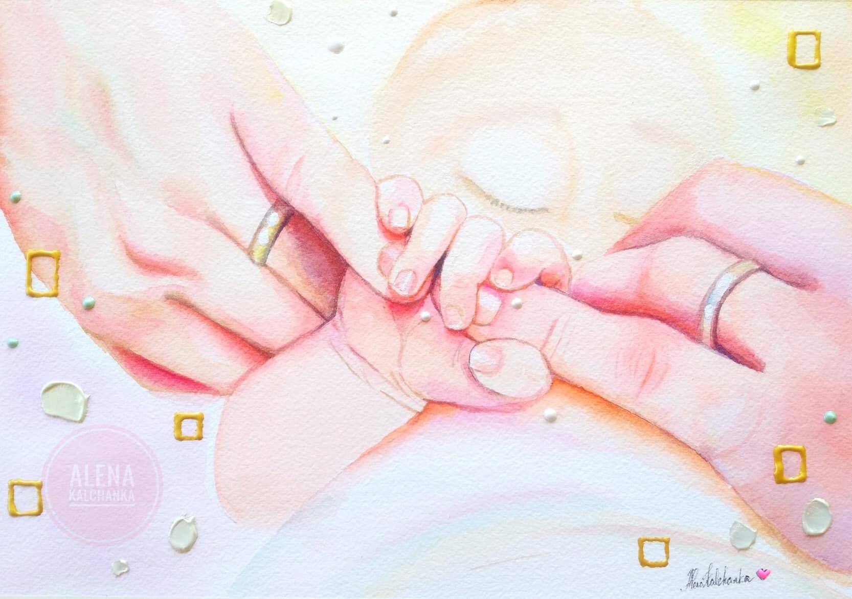 acquerello pittura stampa bambino nascita regalo per mamma Natale auguri regalo per futura mamma ar acquerello famiglia Gravidanza Bambino stampa per il muro