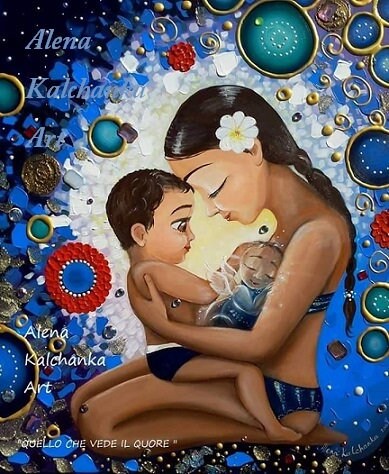 Arte De Madre E Hijo Angel Bebe Bebe En El Cielo Memoria Etsy