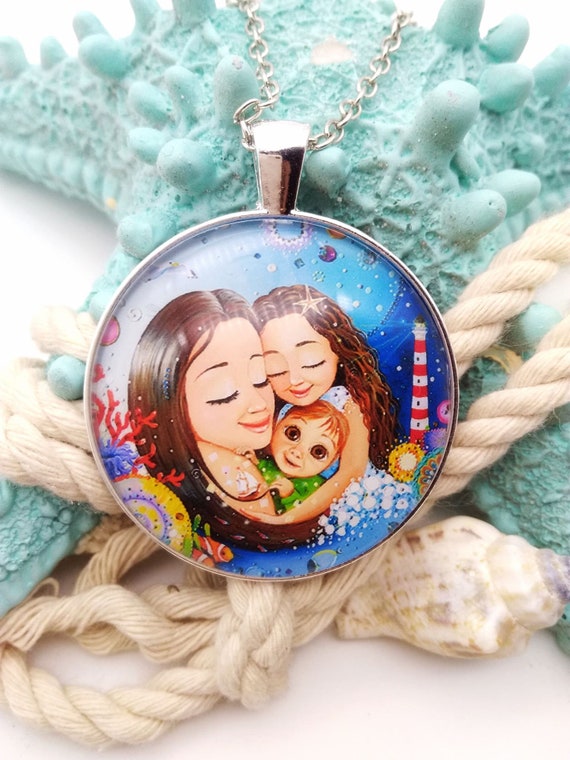 Mother and two sons necklace online