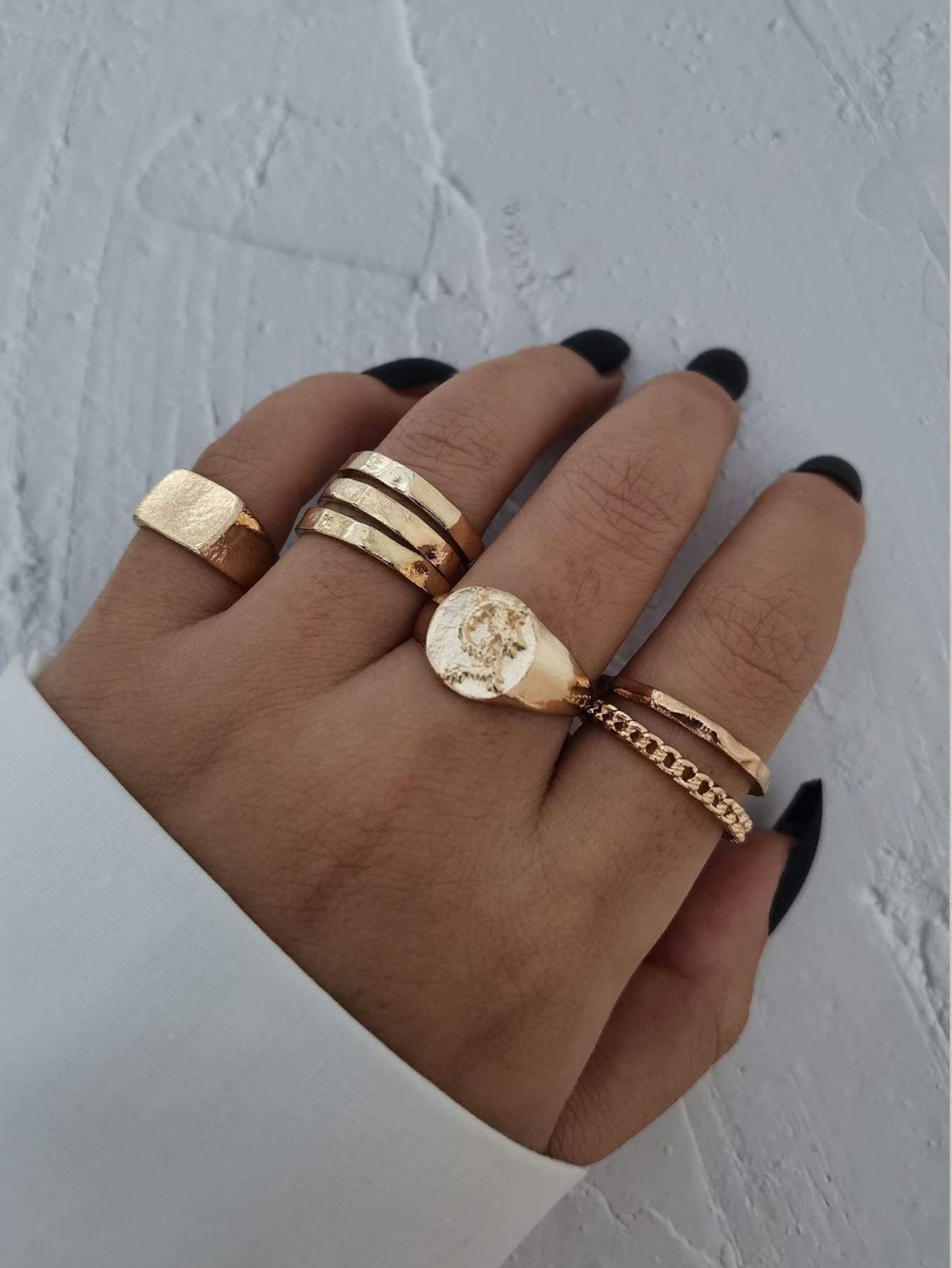 Set of Minimalist Boho Dainty Fidget Gold Rings, Women's Dragon Rings ...