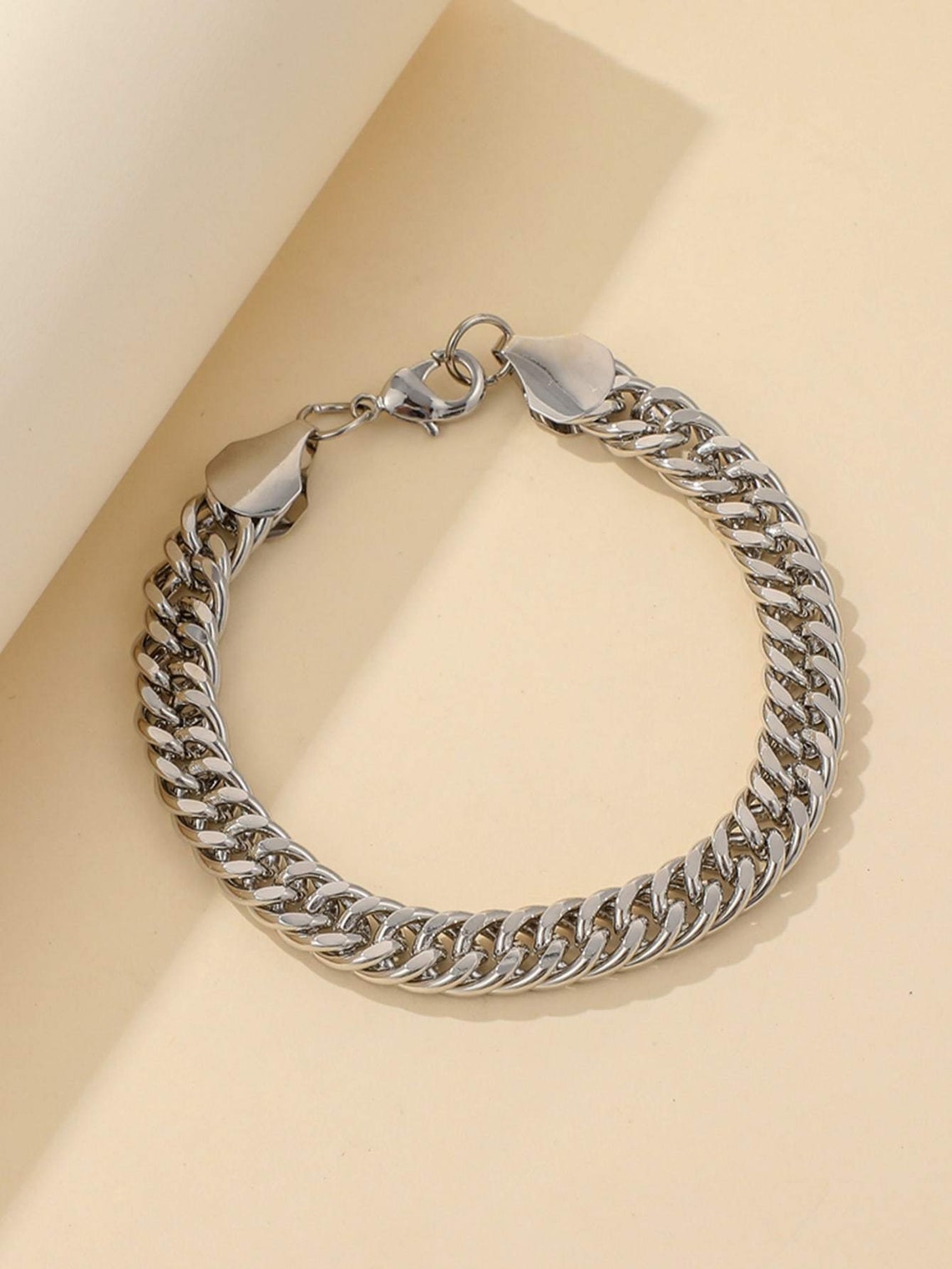 Men's silver chain link bracelet | Etsy