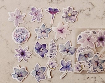 Purple Flowers Sticker Pack, Purple Floral Stickers, Planner and Scrapbooking Stickers, Journaling Stickers, Card Making and Craft