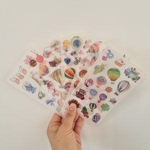 Stickers hete ballonnen, stickers romantische hete ballonnen, stickers roze ballonnen