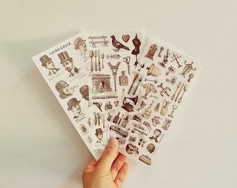 Vintage Stickers, Boutique Stickers, Paris France Vintage Stickers Stickers, 3 sheets/pack