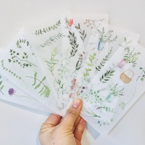 Stickers takken en bladeren, stickers botanische tak Washi, set 6 vellen, plannerstickers