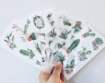 6 sheets Green Plant Stickers