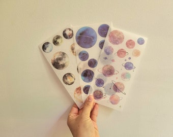 Galaxy Planet Stars Sticker, Pretty Lonely Planets Stickers, Solar System Stickers, Constellation Stickers