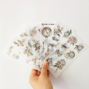 Vintage klokstickers, bloemenklokstickers, ouderwetse klokstickers