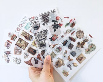Beautiful Vintage Themed Stickers, Vintage Floral Stickers, Mixed Vintage Stickers, Set 6 Sheets, Planner Stickers