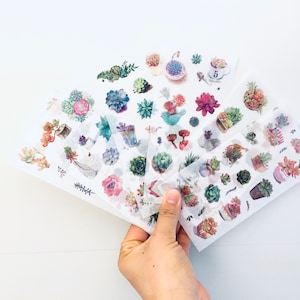 Potted Succulents Planner Stickers, Cactus Washi Sticjers,Succulent plants Washi Sheets