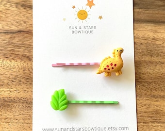 Dinosaur Bobby Pin, Tropical Leaf Bobby Pin, Dinosaur Hair Accessories, Cute, Hair Clips, Bobby Pins, Dinosaur Birthday, Gift,Toddler,Girl