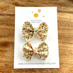 Floral Pigtail Bows, Robert Kaufman, Sevenberry Petite Fleurs, Springtime Pigtail Bows, Gift, Toddler, Girl