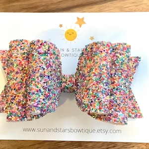 Rainbow Hair Bow, Confetti Hair Bow, Sparkly Hair Bow, Birthday Hair Bow, Sprinkle Hair Bow, Gift, Toddler, Girl