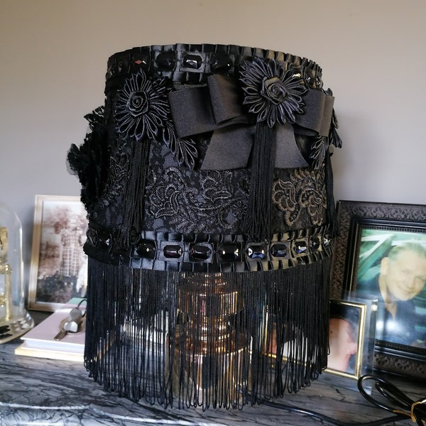 Black lampshade with lace