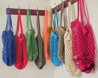 Crochet Market Bag: Recycled Cotton Floral Tote