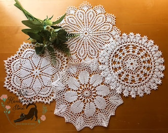 White Crochet Cotton Doily: Vintage Style Lace