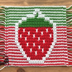 Strawberry coaster. Overlay Mosaic Crochet - Instant PDF Download - CHART ONLY