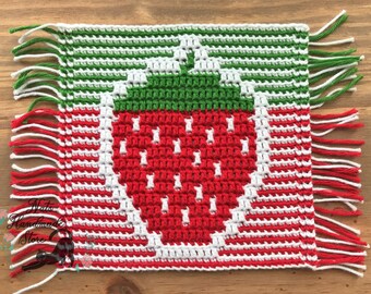 Strawberry coaster. Overlay Mosaic Crochet - Instant PDF Download - CHART ONLY