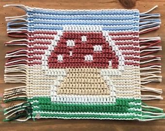 Toadstool coaster. Overlay Mosaic Crochet  - Instant PDF Download - CHART ONLY