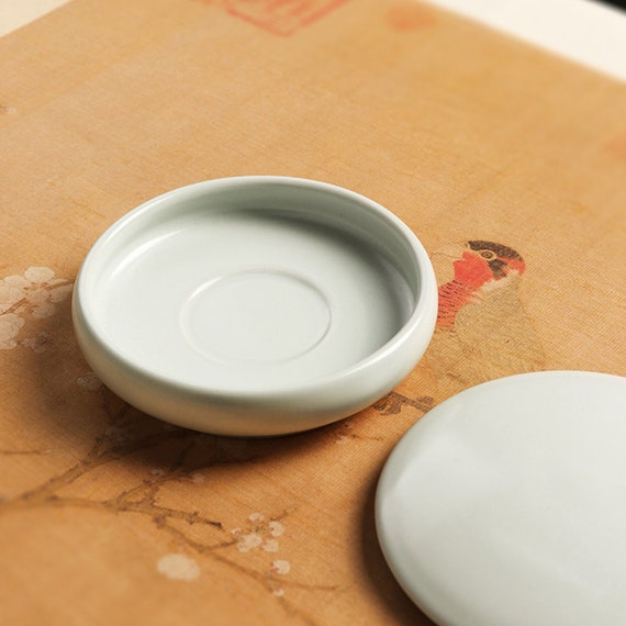 2 Pcs Multifunctional Inkwell Dish Porcelain