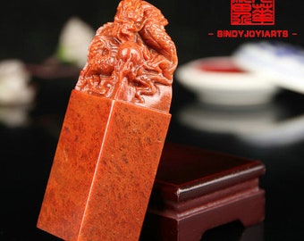 Chinese carved dragon seal Seal, Chinese custom Seal, Chinese Stone Seal Carving, Chinese Stone Square Seal With Your Name Hand Engraved.