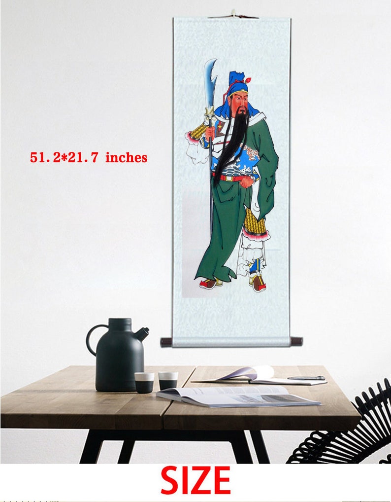 Hand-painted authentic, Ancient Chinese figures portrait, town house baoping feng shui hanging painting. image 2