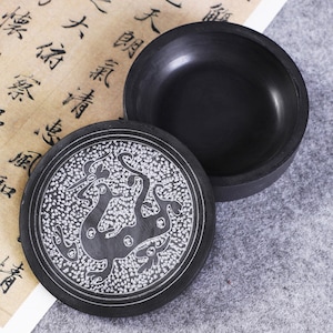 Cinese She Yan inkstone, Calligrafia Inkstone, Pietra Naturale Calligrafia Ink Stone con copertura.