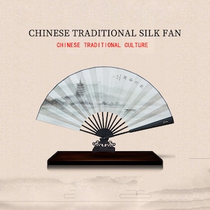 Handmade Chinese traditional culture fan, Handheld Folding Fan,silk fan, gift craft fan