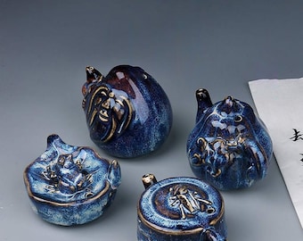 Color Glaze Water Dropper Reservoir in Antique Style for Traditional Chinese Japaness Study Calligraphy Holding Water Round Big.