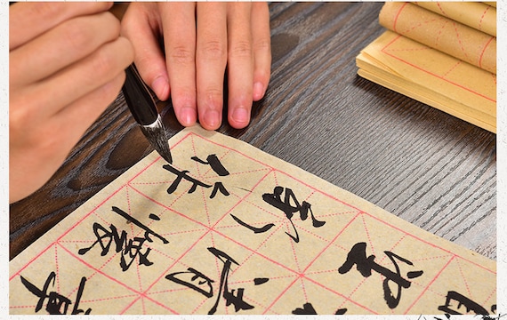 Teagas Chinese Calligraphy Brush Ink Writing Grid Sumi Paper / Xuan Paper / Rice Paper for Chinese Calligraphy Brush Writing Sumi Set