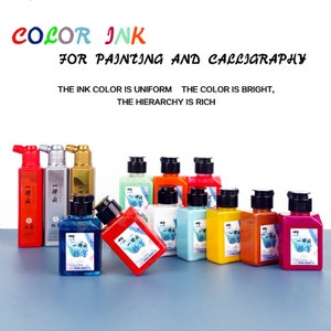 Inchiostro colorato Inchiostro liquido Sumi Ink per la pratica della calligrafia e la pittura a pennello cinese Disegno Scrittura di opere d'arte tradizionali (100 ml / bottiglia).