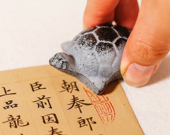 Calligraphy Writing Brush Rack, Chinese Calligraphy Pen Holder.Ceramic Brush Rest/Holder with Turtle Design.