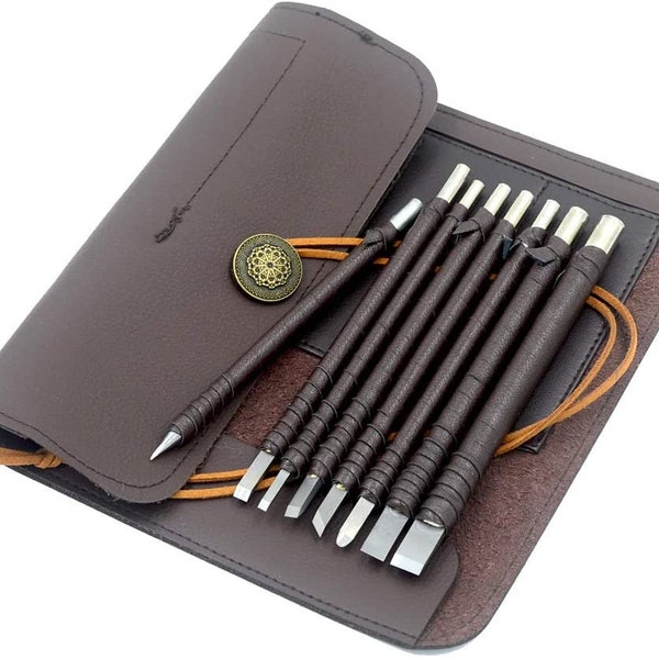 8pcs Tungsten Steel Stone Carving Kit Hard Engraving Carve Cutting Blade Chisel Tool Set for Stone Seal Graver.