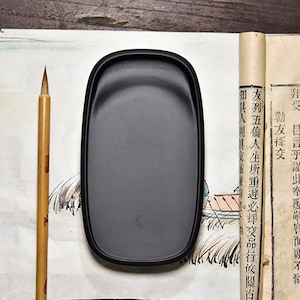 She Yan inkstone, Calligrafia cinese Inkstone, Pietra naturale Calligrafia Ink Stone con copertura.