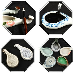 2 Pcs Multifunctional Inkwell Dish Porcelain