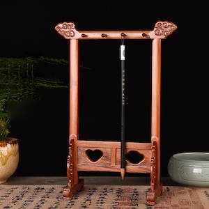 Mogano cinese Ganoderma Brush Hanger, giapponese Calligrapghy cinese disegno pennello, decorazione della sala studio.
