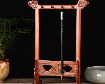 Cintre de brosse en acajou chinois Ganoderma, porte-pinceau japonais Calligrapghy chinois, décoration de la salle d’étude.