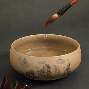 Calamaio multifunzionale in porcellana in ceramica con supporto per pennello per la pratica della calligrafia cinese giapponese